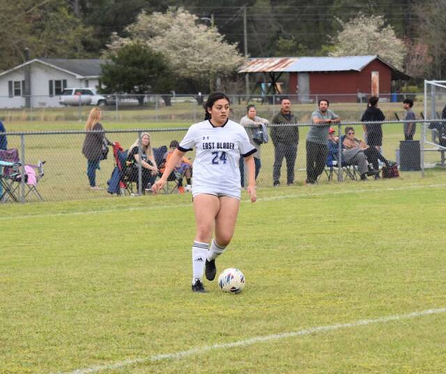 129531212_web1_TRU_1
East Bladen junior Heidi Rebollar scored two goals in her teams victory on Thursday.
Alex Brooks | Bladen Journal