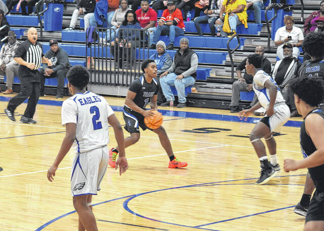 130512742_web1_MMcKoy_POY24
Heide Trask Myron McKoy handling the ball during a game against East Bladen.
Alex Brooks | Bladen Journal