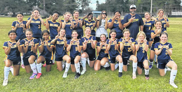 131836420_web1_Bladenboro_girls_soccer_team
The Bladenboro girls soccer team finished 8-0 this season and have won 27 consecutive matches dating to 2022.
Contributed photo