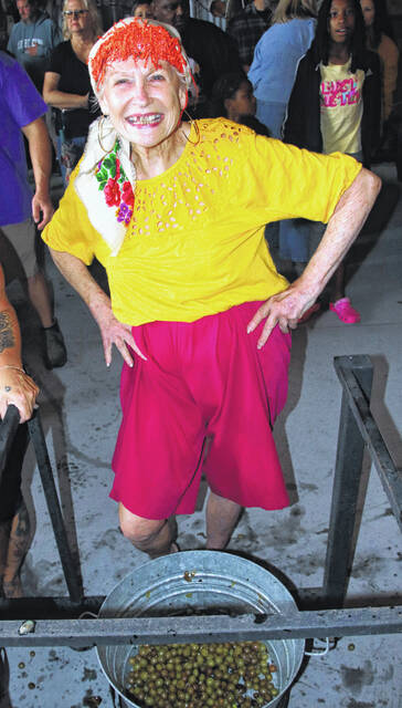 <p>A woman from Washington County came to stomp grapes. Her name? For real… it was Lucille Carmichael. She dressed as Lucille Ball did in her “I Love Lucy” episode entitled, Lucy stomps grapes in Italy.</p>
<p>Mark DeLap | Bladen Journal</p>