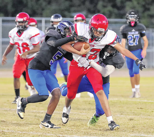 <p>The East Bladen junior varsity football team defeated Union 35-0 on Thursday to close their season with a 6-3 record.</p>
                                 <p>Kenneth Armstrong / kenarmphoto.com</p>