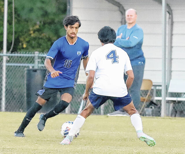 <p>East Bladen’s Ishaq Algozy had a goal and four assists against West Columbus.</p>
                                 <p>Kenneth Armstrong / kenarmphoto.com</p>
