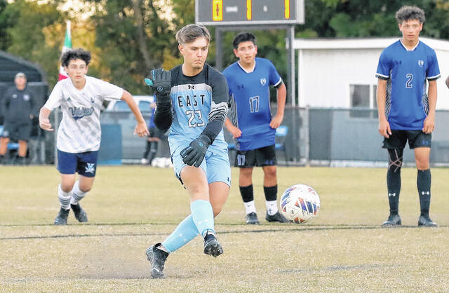 131878369_web1_East_Bladen_West_Columbus_soccer_03 
			
				                                East Bladens Colton Daly scores a goal on a penalty kick Thursday against West Columbus.
                                 Kenneth Armstrong / <a href="https://www.kenarmphoto.com/" target="_blank">kenarmphoto.com</a>