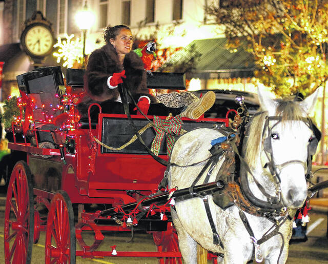 <p>The Big M Ranch had a lot of people (and animals) in the Elizabethtown parade Nov. 30. From horses to cowboys, cowgirls, a camel, a long horn cow and perhaps a partridge in a pear tree - they were all part of the inaugural nighttime parade.</p>