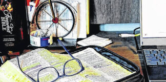 
			
				                                The Word of God is a guide book and a rule book that contains many blessings and ideas as to how to be effective in a political appointment. His worn Bible has many highlighted passages and notes that he has made in the decades of ministry.
 
			
		