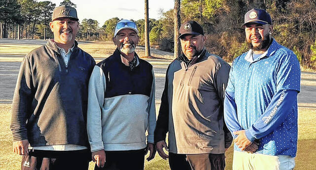 132041977_web1_0104_Blind_Squirrel_winner_Vineyard
The team of Tracy Hunt, Marty Hunt, Kendall Hunt and Pat Chavis won the Blind Squirrel Golf Winter Classic on New Years Day.
Contributed photo