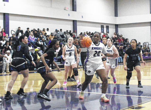 <p>West Bladen’s Saniya Martin (20) grabs an offensive rebound as East Bladen.</p>
<p>Sonny Jones / Bladen Journal</p>