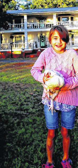 <p>Bladen County student Vivian Shelton is learning to raise chickens at a young age.</p>