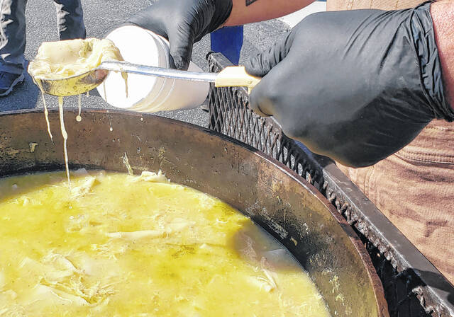 <p>A large pot of chicken and pastry also was offered as part of the Mountains-to-Sea Trail fundraiser at Camp Clearwater.</p>
<p>Sonny Jones / Bladen Journal</p>