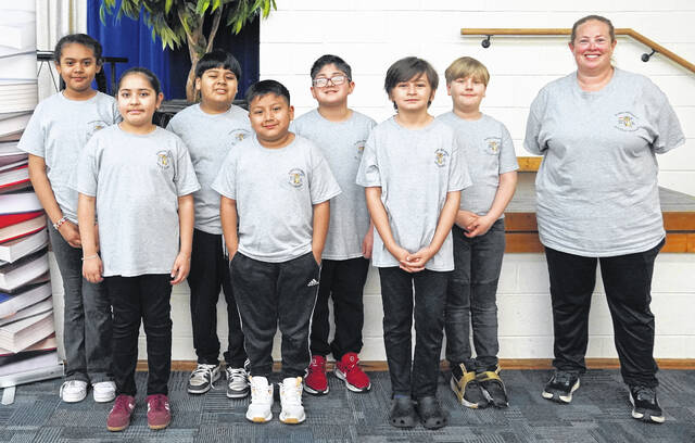 Members of the Bladen Lakes team were, first row, from left, Josselyn Chavez-Rodriguez, Yunior Roblero Velasquez and Gustavo Diaz Lennon. Second row, from left, Angelina Vega Labra, Jorge Ortiz-Rojas, Steven Lopez-Ureta, Edward Camerino and Coach Megan Kirby.