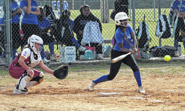 A Clarkton batter takes a swing at pitch against Williams Township.
                                 Sonny Jones / Bladen Journal