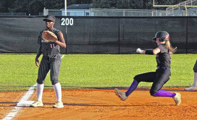 West Bladens Kali Allen slides safely into third base against Red Springs.
Sonny Jones / Bladen Journal