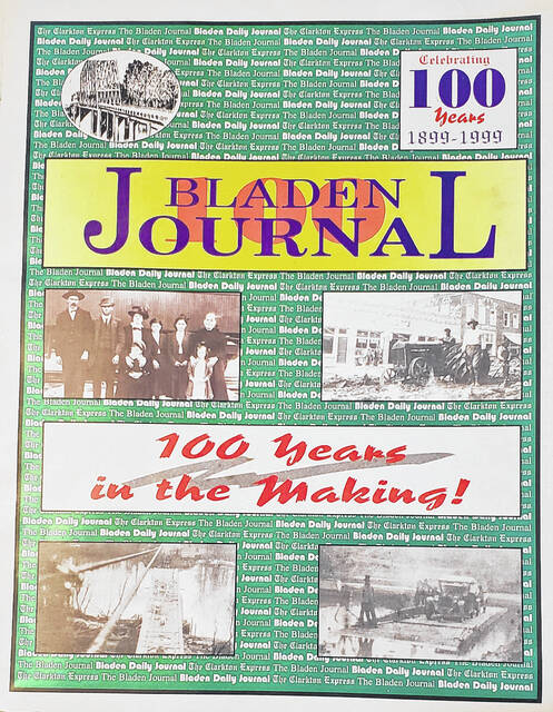 The front page of the special edition published in 1999 recognizing 100 years of The Bladen Journal.