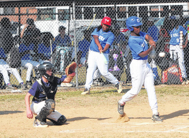 Clarktons Travaughn Shipman takes a swing at a pitch against Bladenboro.
                                 Sonny Jones / Bladen Journal