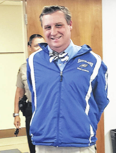 East Bladen prinicipal Chris Carroll was wanted on charges of leading with passion, living with purpose and leading with integrity during the Thursday, April 23 Jail-A-Thon.
                                 Sonny Jones / Bladen Journal