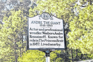 Andre the Giant featured on highway marker