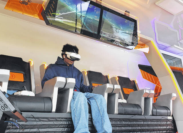 A rider on the U Got Game mobile virtual reality theme park.
                                 Sonny Jones / Bladen Journal