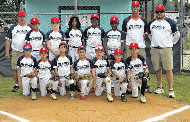 Members of the Bladen County AA (Minors) All-Star team are, first row, from left, Jackson Davis, Lawson Walters, Gus Bordeaux, Britton Christian, Noah Kinlaw, Eli Stone and Cooper White. Second row, from left, Coach Tim Benton, Baylyn Brisson, Silas Corcelius, NyCere Pryor, Cedarius Ballard, Khristian Neill, Coach Craig Walters and Coach Lesley Davis.
Contributed photo