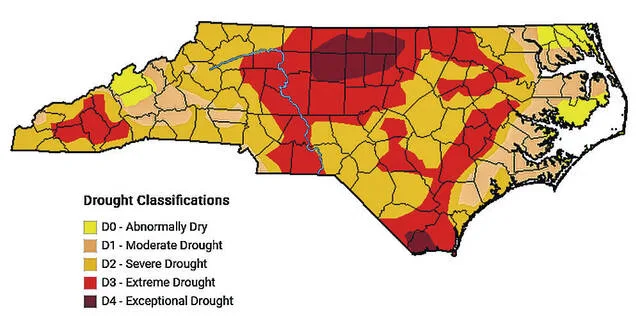 Eight N.C. counties in exceptional drought